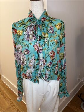 Dolce & Gabbana Floral Tie-Neck Blouse